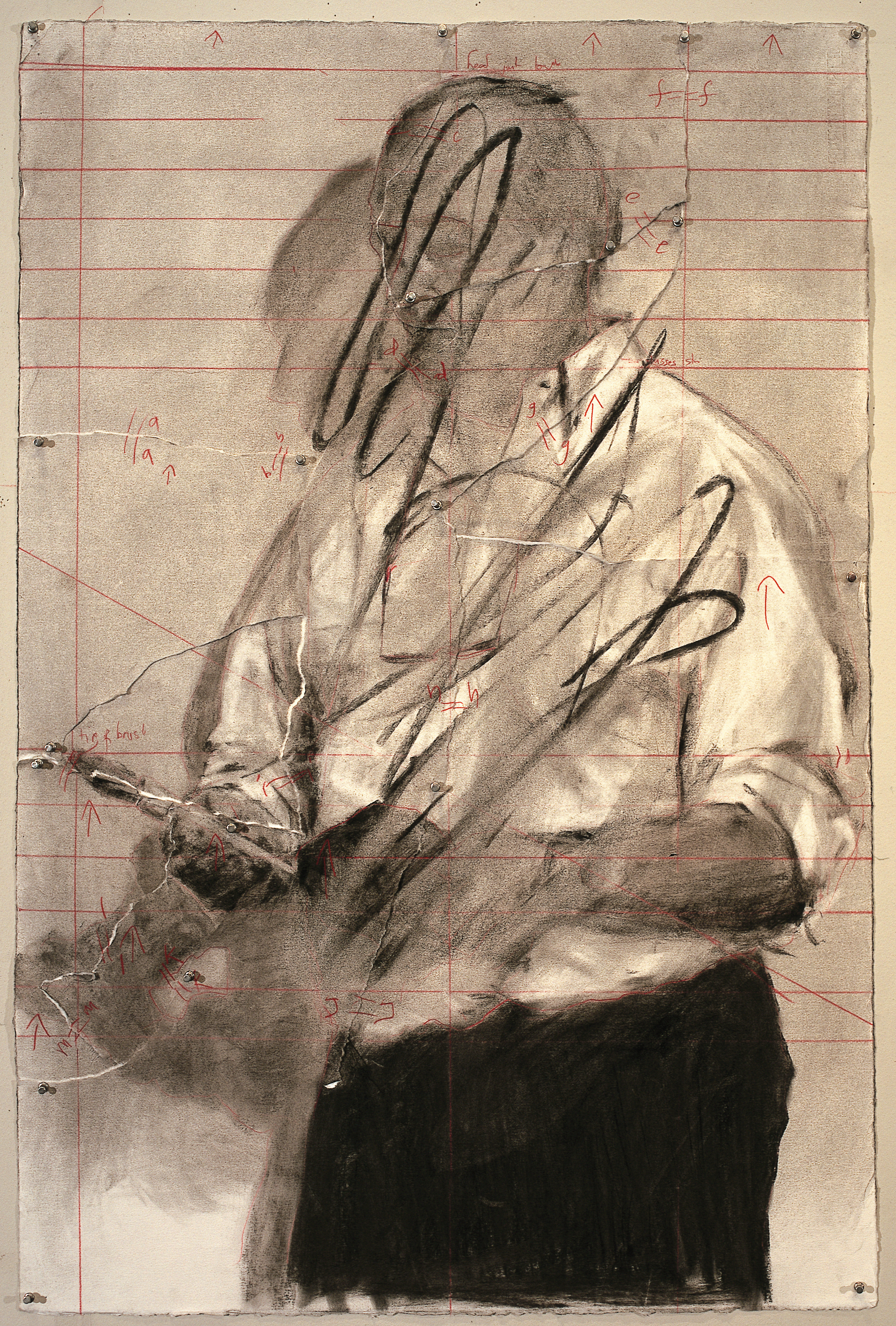 Drawing for 7 Fragments for Georges Méliès (Erased self portrait for Invisible Mending)